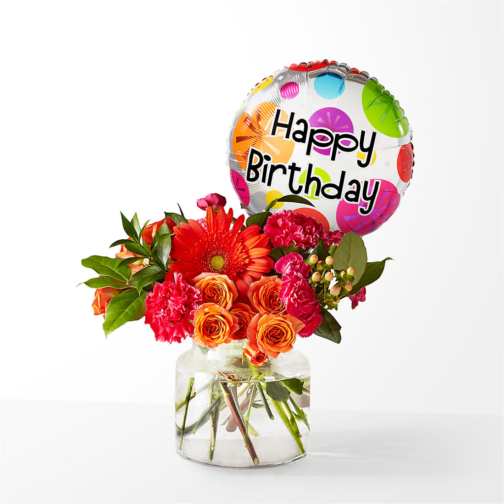 Fiesta Bouquet with Birthday Balloon – Gateway Florist, Rockwood TN