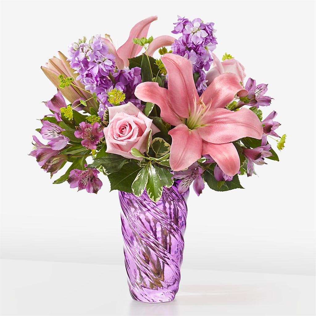 Precious Petals Bouquet with Luxe Swirl Vase – Gateway Florist, Rockwood TN