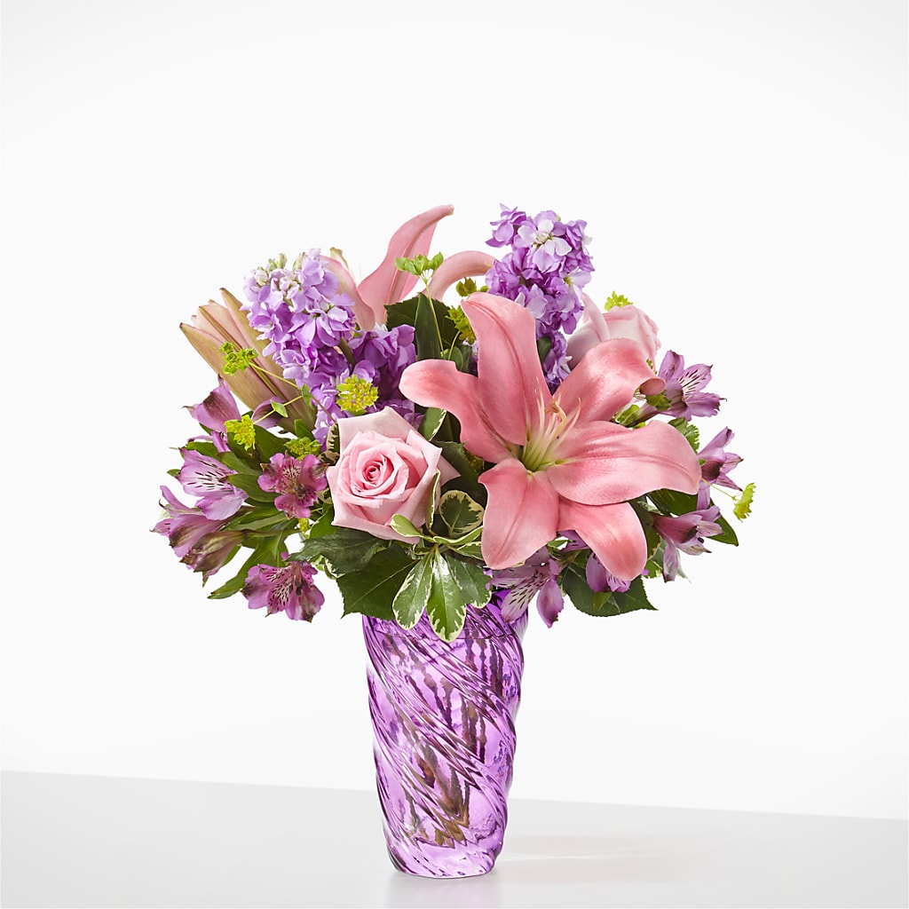 Precious Petals Bouquet with Luxe Swirl Vase – Gateway Florist, Rockwood TN