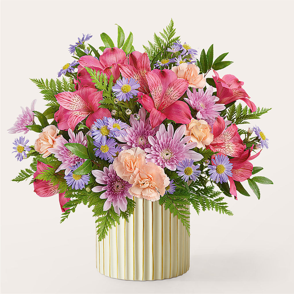 Sunset Serenade Bouquet with Ivory Vase